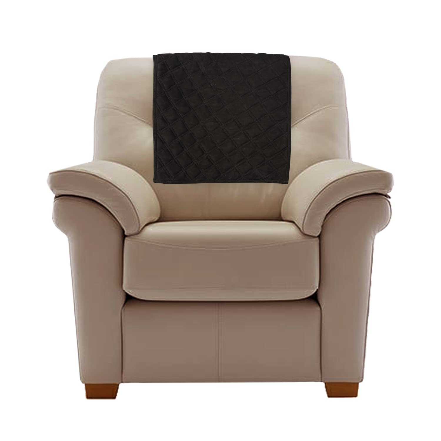 Azrah Traders Suede Leather Recliner Chair Headrest Cover for Home & Office - Sofa, Love Seat, Furniture Protector, Slipcover Theater Seat Cover, 24x30 Inches - Black (01) Pack of 2