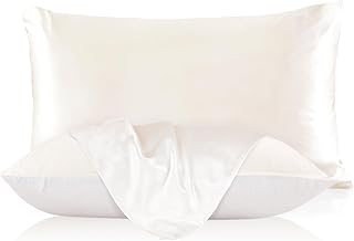 LILYSILK 19mm Silk Mulberry Pillowcase for Hair with Cotton Underside King 20x36 Inch Ivory 1pc