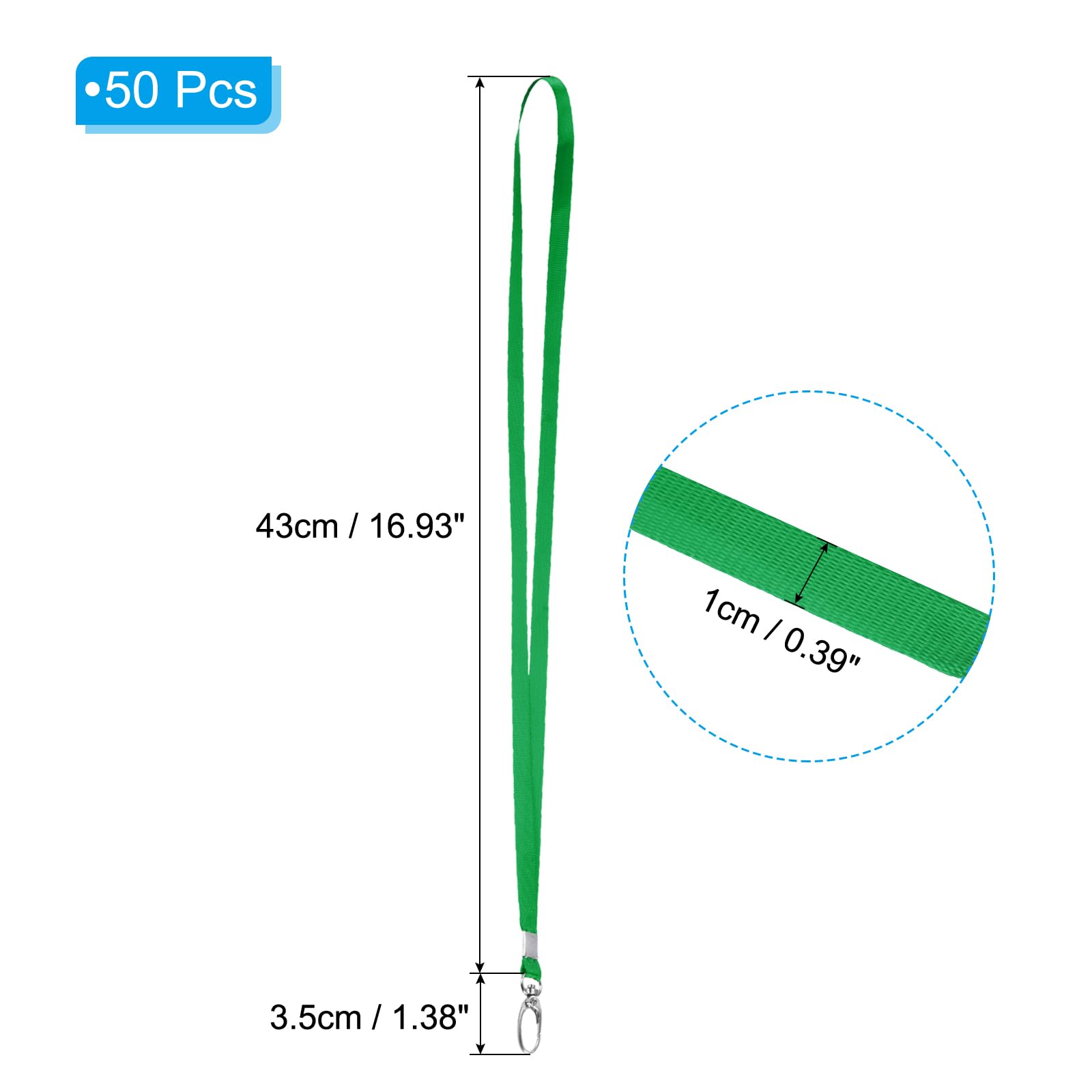 PATIKIL Neck Lanyards, 50 Pack Polyester Flat Strap Lanyard with Clip Swivel Hook for Office Id Badges Key Chains Green - Image 2
