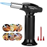 CORKAS Butane Torch, Professional Culinary Blow Torch Lighter with Safety Lock, Continuous Flame Mode and MAX 1300°C/2500°F for Kitchen Cooking, BBQ, Creme, Soldering, DIY ( Gas Not Included)