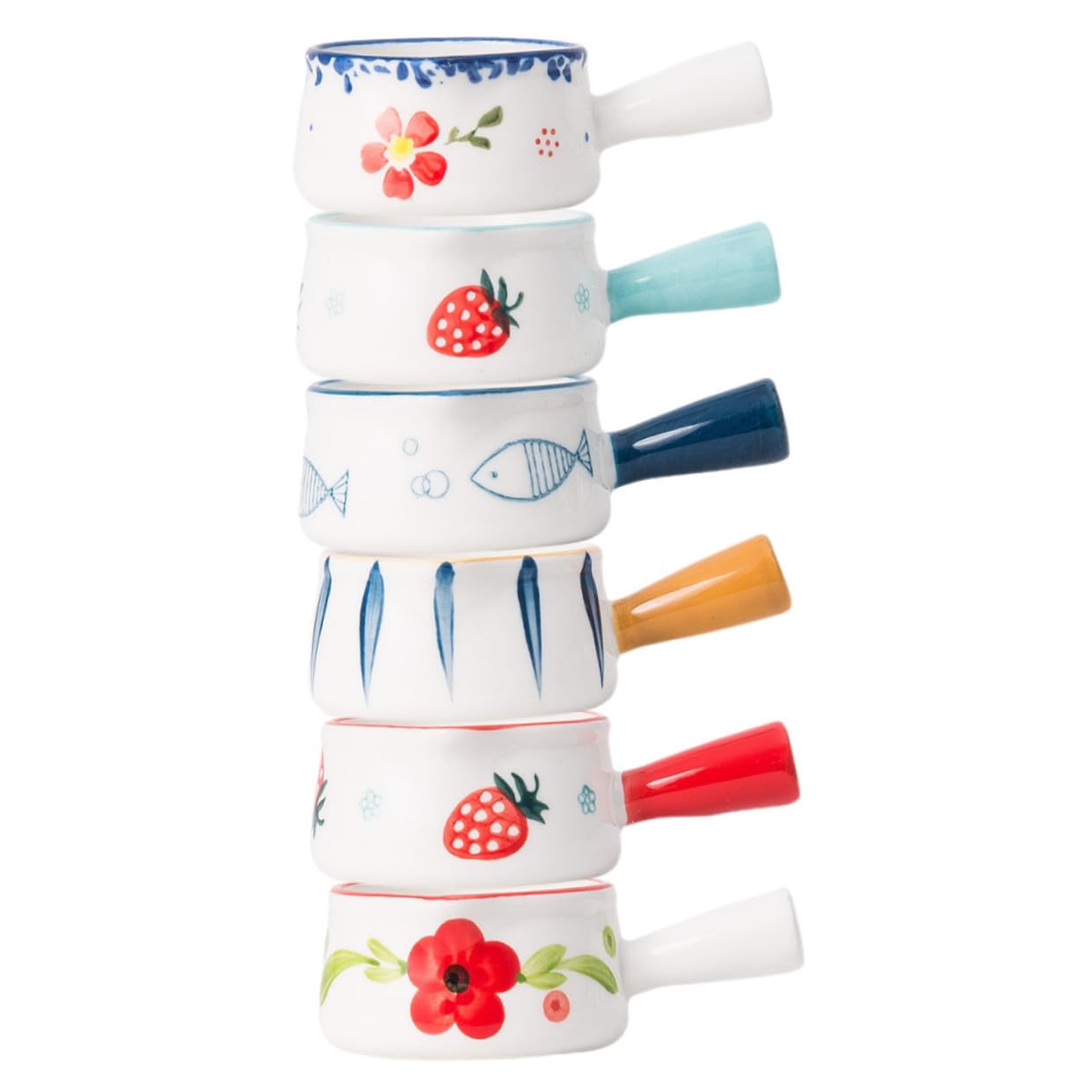 Toyvian Keramik Milchkännchen Kleiner Milchbehälter mit Henkel 6 Stück 50ml Nordic Stil Praktisches Kaffeebar Zubehör für Hotels und Cafés