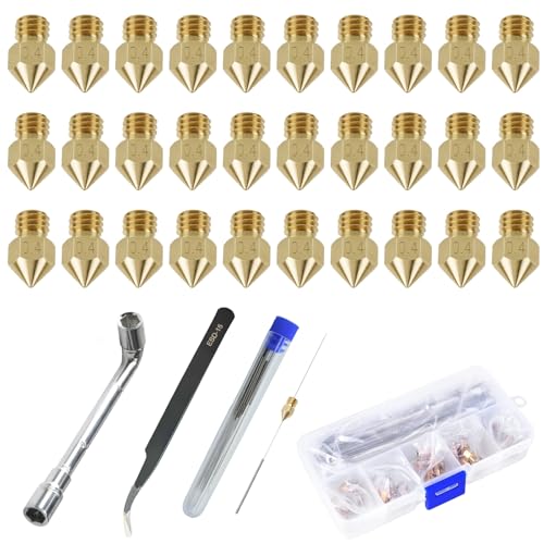 JUNYAOHSU 30PCS MK8 Ender 3 V2 Nozzles 0.4MM, 3D Printer Brass Hotend...