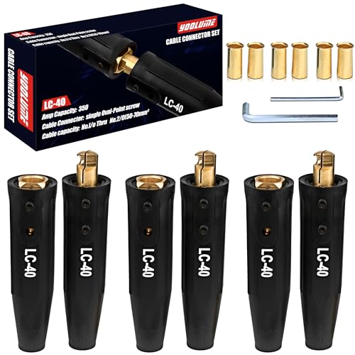 Welding Lead Connectors 3 Pack LC-40 Welding Cable Connector Positive Cam Twist-Lock Insulated Connector Pair(Male/Female) Welder Lead Connectors Welder Cable Connectors Welding Lead Ends
