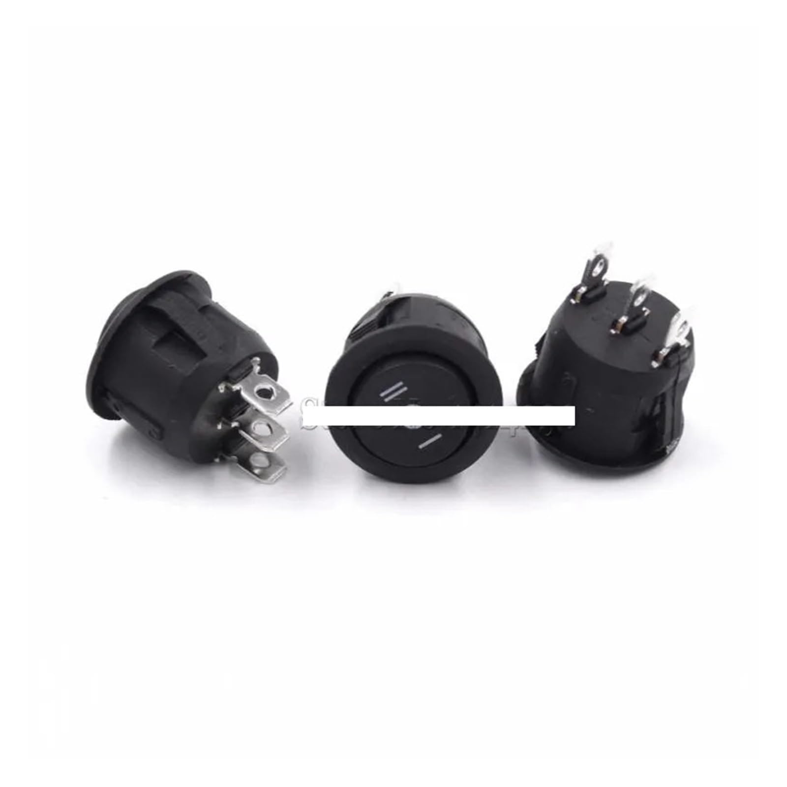 XQJVDGFRY 10pcs 23mm Round Black 3 Pin 10A/125V 6A/250V AC ON-Off-ON Push On Rocker Switch SPDT 3 Position