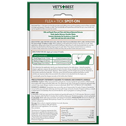Vet's Best Flea and Tick Spot-on Drops | Topical Flea Treatment Drops for Dogs | Flea killer with Certified Natural Oils… - Image 3