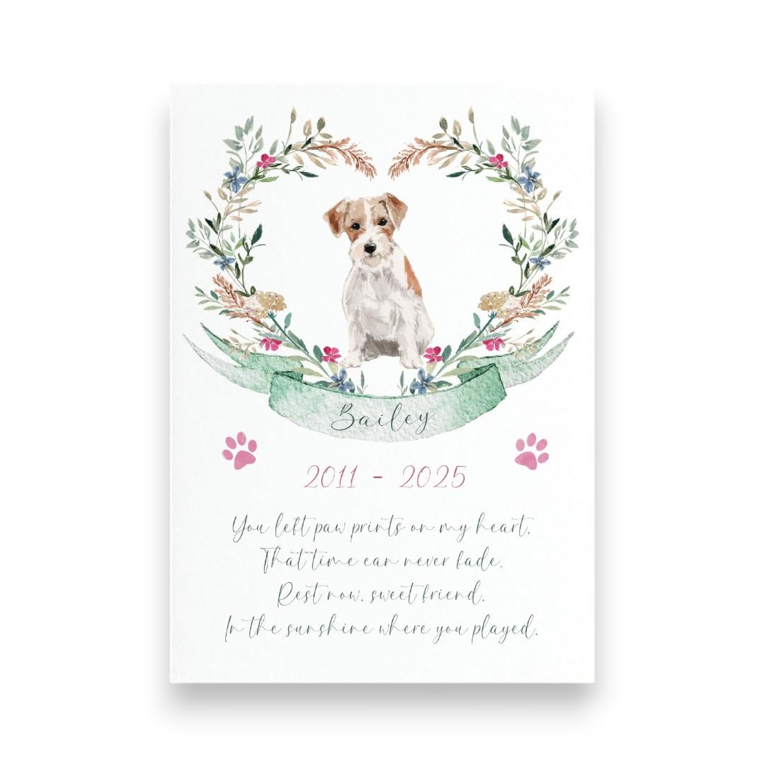 Personalised Dog Grave Memorial Card Waterproof, Custom Dog Grave Marker Card Laminated, WITH HOLDER STAKE