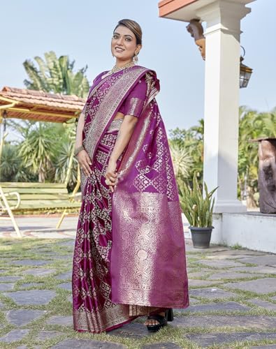 Image of Yashika Women's Pure Kanjivaram Silk Saree Soft Banarasi Style Wedding With Blouse Piece | Saree For Women | New Sari