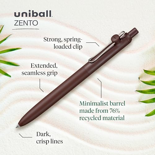Canetas esferográficas Uniball Zento de tinta gel, 12 canetas pretas de ponta média lisa, canetas co