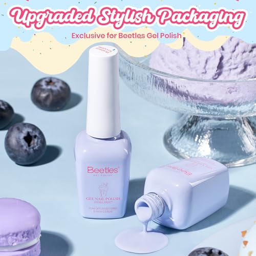 Image of Beetles Blue Gel Nail Polish - Taste of Summer Blueberry Smoothie Pastel Blue Gel Polish, Same Color Same Bottle, Soak Off UV LED Lamp Pastel Nails Art, Long-Lasting Manicure Salon DIY Summer Nails