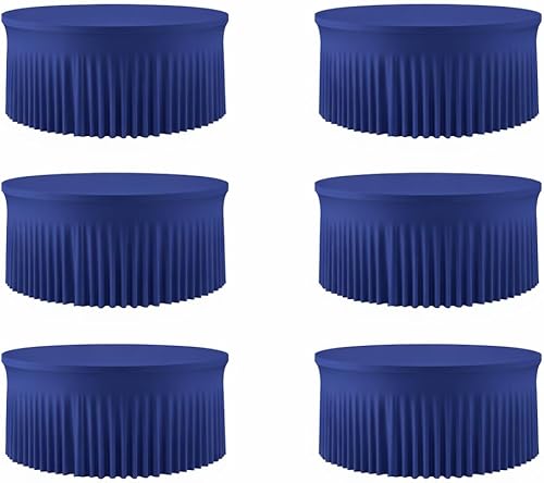 Miniatura 60 de Mantel redondo de 60 pulgadas blanco con borde elástico – Mantel ajustado sin arrugas y lavable para mesa redonda de 5 pies, mantel reutilizable