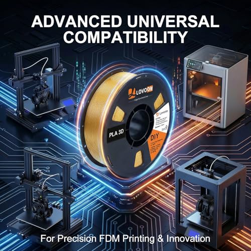 Image of LOVOON Silk Gold PLA Filament 1KG, Neatly Wound 1.75mm 3D Printer Filament Dimensional Accuracy + /- 0.02mm, 1kg Carboard Spool (2.2lbs) Fits for Most FDM 3D Printers