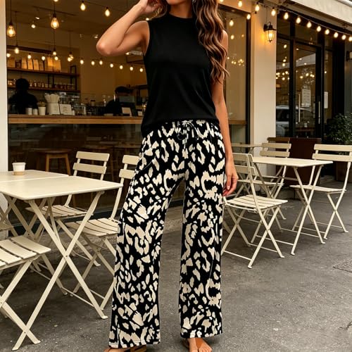 Conjunto de dos piezas cómodo y fresco para vacaciones con pantalón largo holgado 5