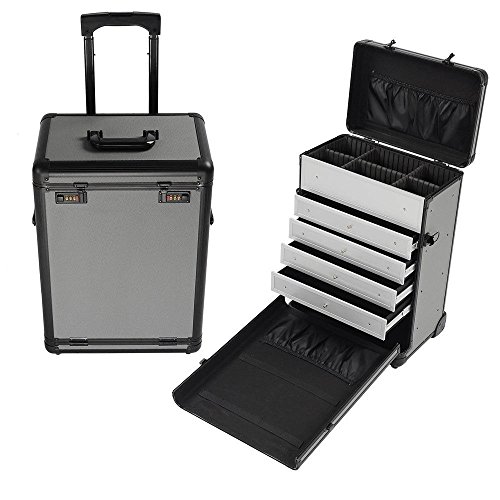 Pro Aluminum 14x9x20" Jewelry Makeup Case w/Drawers Display Cosmetic Train Organization Artist Home