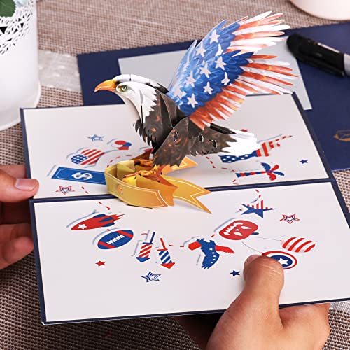 Magic Ants Memorial Day Greeting Card, 3D Pop Up Card With Envelope, Bird Eagel Card, National Flag Card, Patriotic Card For Memorial Day, 4Th Of July, Flag Day, Independence Day, Veterans Day #TOP4