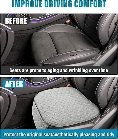 Image of Premium Quilted Car Seat Cushion with Storage Pocket, Non-Slip Breathable Seat Protector, Universal Fit Soft Comfortable Seat Pad for Driver & Passenger, Ideal for Long Drives & Daily Use