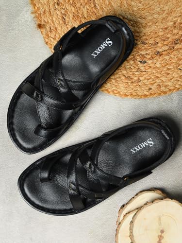 Image of Genuine Leather Slippers | Back Strap Sandals for Men | Lightweight | Comfortable | Cushioned Insole | Formal & Casual Wear