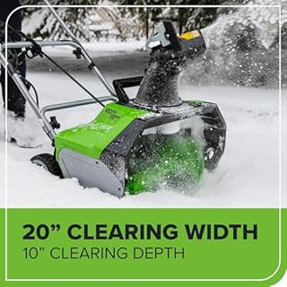 Greenworks 13 Amp 20-Inch Corded Electric Snow Blower-Walk-Behind Snow Thrower with 180° Adjustable Chute & 30FT Throwing Distance & 8" Clearing Depth, Ideal for Driveway, Walkway & Yard Snow Removal