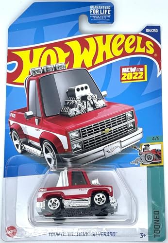 Hot Wheels 2022 - Toon'd '83 Chevy Silverado rojo 6x6x4 in miniatura 1