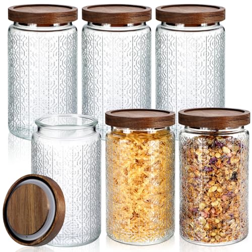 Domensi 6 Pcs 34 oz Vintage Airtight Glass Storage Jars with Lids