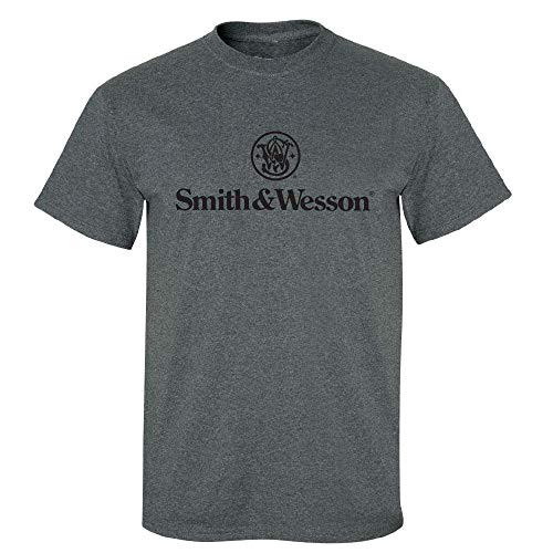 Smith and Wesson Men’s Shield Solid Logo Short Sleeve Cotton T-Shirt, Size Large