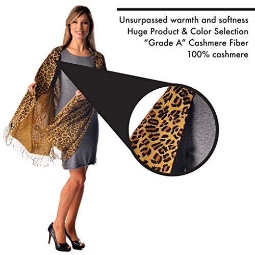 Cashmere Boutique: Leopard Print Cashmere Wrap Stole Hand Printed (Color: Leopard Print, Size: 28" x 80")3