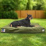Sytopia 42'' Canvas Indestructible Outdoor Dog Bed with Waterproof Washable Removable Cover for Extra Large Dogs, Indoor and Patio Pet Pad, Green