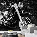 wall26 Removable Wall Sticker/Wall Mural Vintage Retro Black & White Chrome Motorcycle Vehicle Bicycle Photography Realism Decorative Industrial Automobile for Living Room, Bedroom, Office - 100'x144'