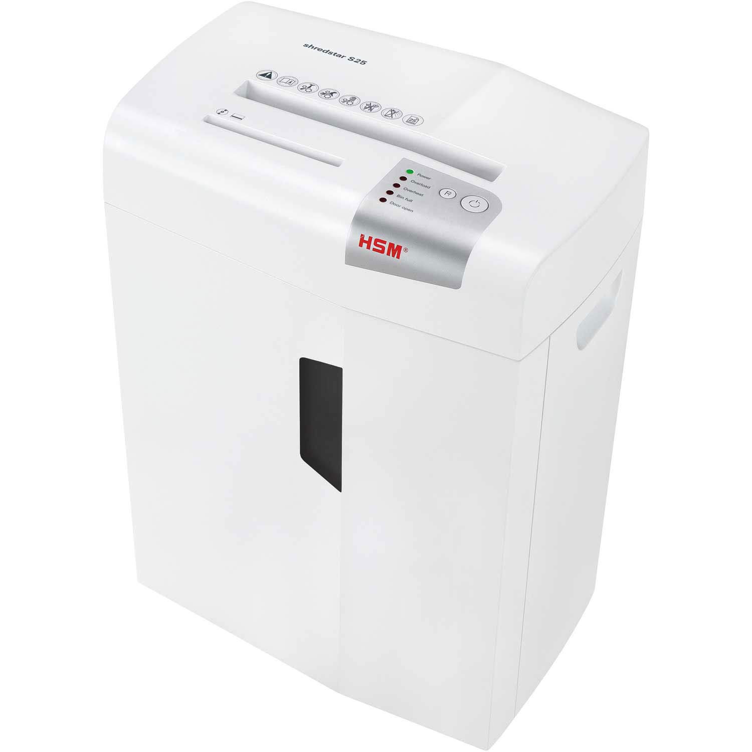 HSM shredstar S25 Strip-Cut Shredder with CD Slot, 25 Sheet, 6.9 Gallon Capacity, White, HSM1031w