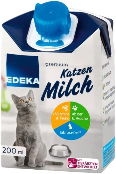 EDEKA Katzenmilch 72er Pack Premium Milch für Katzen laktosefrei zuckerfrei mit Inulin Vitaminen und Taurin (72 x 200 ml)