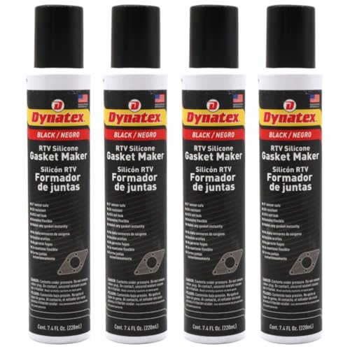 Image of Dynatex Black RTV Silicone Gasket Maker 7.4oz Automatic Can - Oxygen Sensor Safe, OEM Specs, 500F Hi-Temp, Oil /Water Resistant, Made in the USA (4-Pack)
