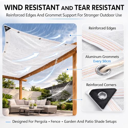 Toile d'ombrage anti-UV avec œillets - Brise-vue de clôture durable - 4