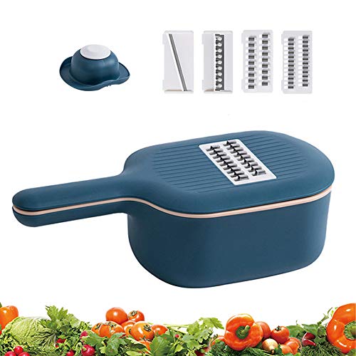 Vegetable Chopper Slicer with Container, 4 Interchangeable Blades Food Choppers Cutter and Dicers for Garlic, Cabbage, Carrot, Potato, Tomato, Fruit