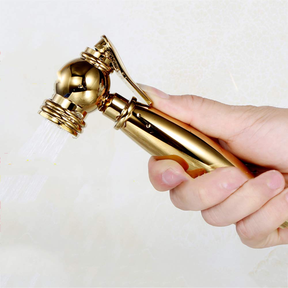 Spruzzatore per bidet con acqua fredda e calda, in ottone, portatile, per doccia, doccia, bidet, rubinetto per l'igiene personale, bagno per animali domestici, titanio oro