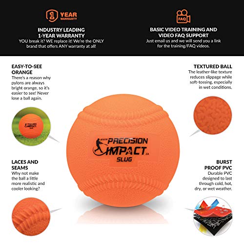 Precision Impact Slugs with Laces: Heavy Weighted 15oz Baseballs for Hitting; with 1-Year Warranty (6-Pack) - Thumbnail 2