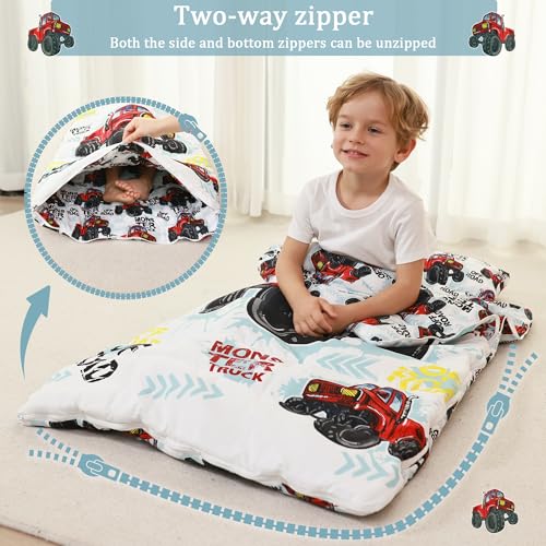 Image of Toddler Nap Mat for Preschool 50''x30'' Sleeping Mat with Removable Pillow and Minky Blanket for Kids Ages 3-7 Roll Up Soft Sleeping Bag for Boys Girls Kindergarten Daycare Sleepover