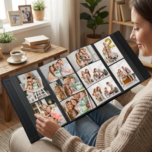 Remowith Fotoalbum Einsteckalbum 10x15 cm Photo Album für 600 Fotos im Hoch- und Querformat Fotoalbum Groß mit Stoffcover und Fenster Ideal für Hochzeit Familie Reisen und Babywachstum, Grün