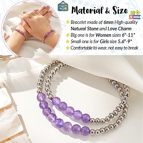Back to School Gifts, Amethyst Bracelets, First Day of School/Kindergarten/Prek Bracelets GIfts for Girls, Mother Daughter ing Bracelets3