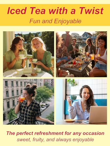 Image of TeeLux Mango Peach Herbal Iced Tea Bags, Caffeine Free, Cold Brew, 100 ct | Hibiscus Tea with Rosehips, Stevia & Lemon Balm, Mango & Peach Flavors, Tart-Sweet Taste, No Boiling Required, Hot or Cold