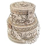 Mary Frances Layers of Love Beaded Top Handle Wedding Cake Bridal Handbag, Metallic