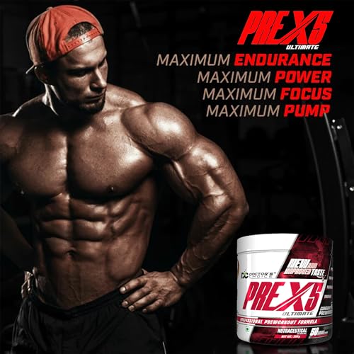 Image of Doctor's Choice L-Citrulline, Creatine PRE-X5 Ultimate Professional Pre-Workout Formula 350gm [50 Servings - Tropical Orange]