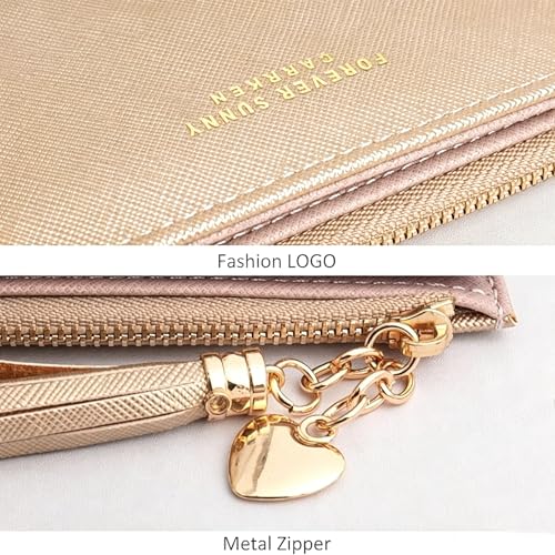 Image of Valentoria Womens Wallet Cute Elegant Long Slim Card Holder Case Minimalist Coin Purse Thin Tassels Zip Clutch Wallets for Girls Ladies | Cute