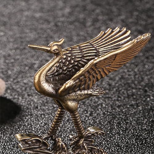2 Piezas Estatuas de Grulla de Latón Vintage miniatura 6