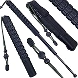 Rosfix Teleskopischer Trainings & Outdoorstab 55,5 cm | Faltbar von 22,5–55,5 cm | Robuste Stahlkonstruktion mit Gummigriff | Schwarz Chrom Finish | Inkl. Gürteltasche