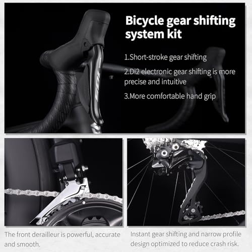 SAVADECK Carbon Road Bike, Lightweight 24-Speed Shifting Road Bicycle with Shimano 105 Di2 7170 Groupset, Carbon Frame with 700C Carbon Wheelset Disc Brake, Integrated Design Race Bikes for Adults