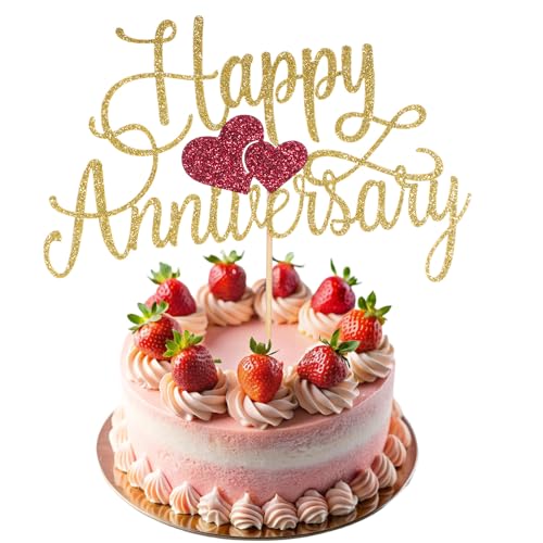 Glittery Happy Anniversary Cake Topper Gold Glitter Fabulous Anniversary Cake Pick Cheers Anniversarys Cakes Decoration Company Anniversarys Party Decoration for Celebrating Party AnniversaryDecor