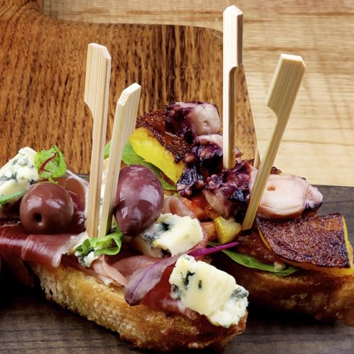 BLUE TOP 200Pcs Bamboo Paddle Picks, 6 Inch Sturdy Flat Skewers Food Appetizer Toothpicks for for Fruit, Grilling, Drink, BBQ, Barbecue, Yakitori Chicken, Fondue, Roasting,Cocktail, Marshmallow - Thumbnail 3