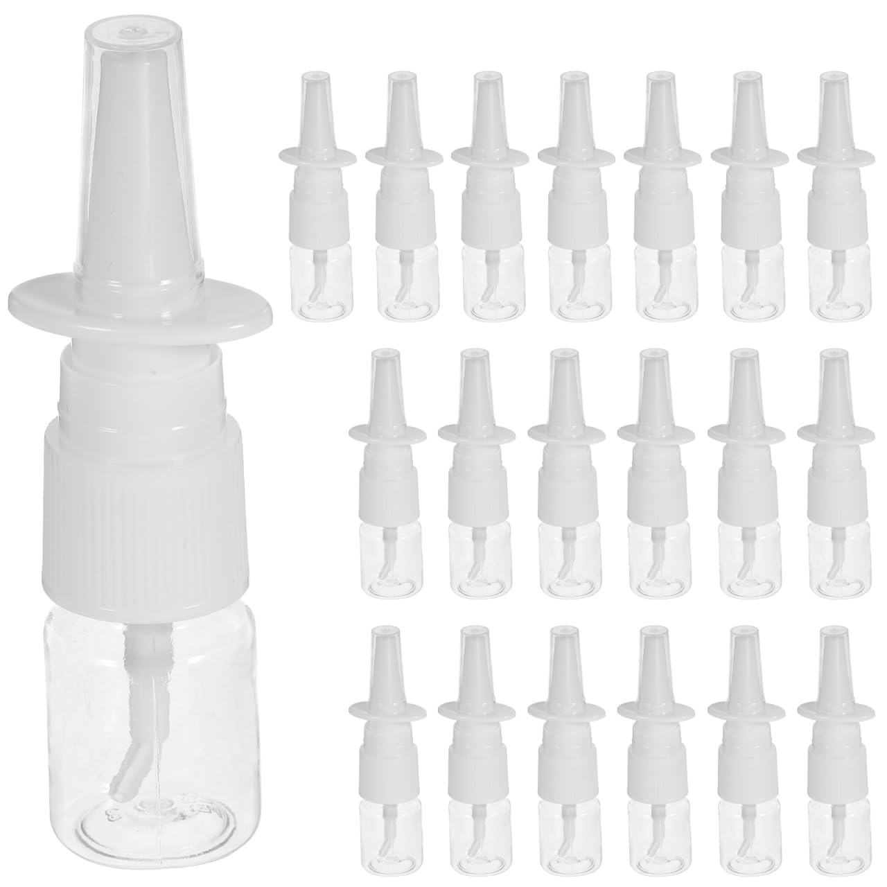 iplusmile 20pcs Empty Nasal Spray Bottle 5ML Nasal Pump Sprayer Refillable Bottles Travel Size Plastic Mist Atomiser Clear for People Suffer from