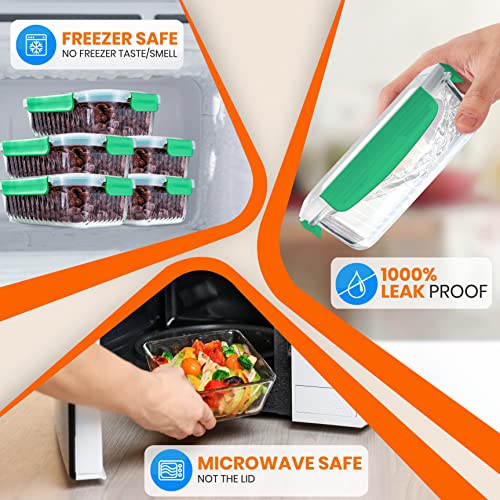 Image of NutriChef 10-Piece Glass Food Storage Containers Set - (5 BPA-Free Airtight Meal Prep Containers with 5 Vented Locking Lids), Stackable & Oven Safe, Leakproof, Reusable, Freezer & Microwave Friendly
