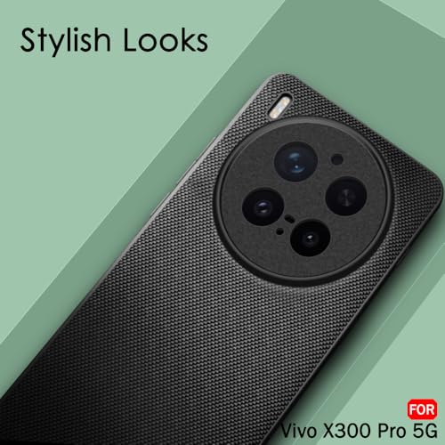 Image of TheGiftKart Back Cover Case for Vivo X300 Pro 5G | Slim & Lightweight | Ultra-Premium Design | Camera Protection Bump | Fabric Texture Case Cover (PC & TPU, Black)