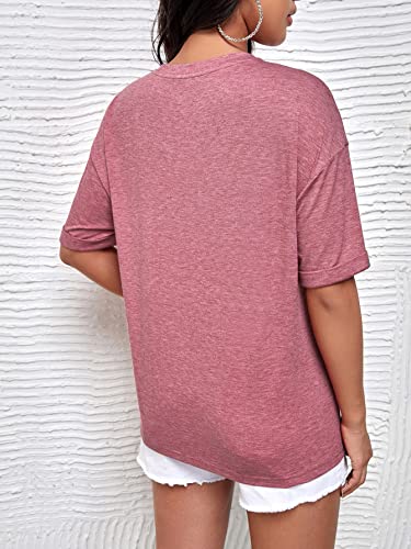 Verdusa Women's Maternity Drop Shoulder Short Sleeve Loose T Shirt Top Dusty Pink M #TOP1